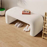 Modern Scandinavian Rectangular Shoe Bench with PU Leather and Faux Velvet Upholstery, Wood Panel, for Entryways