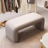 Modern Scandinavian Rectangular Shoe Bench with PU Leather and Faux Velvet Upholstery, Wood Panel, for Entryways