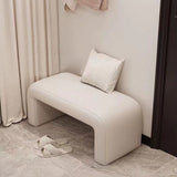 Modern Scandinavian Rectangular Shoe Bench with PU Leather and Faux Velvet Upholstery, Wood Panel, for Entryways