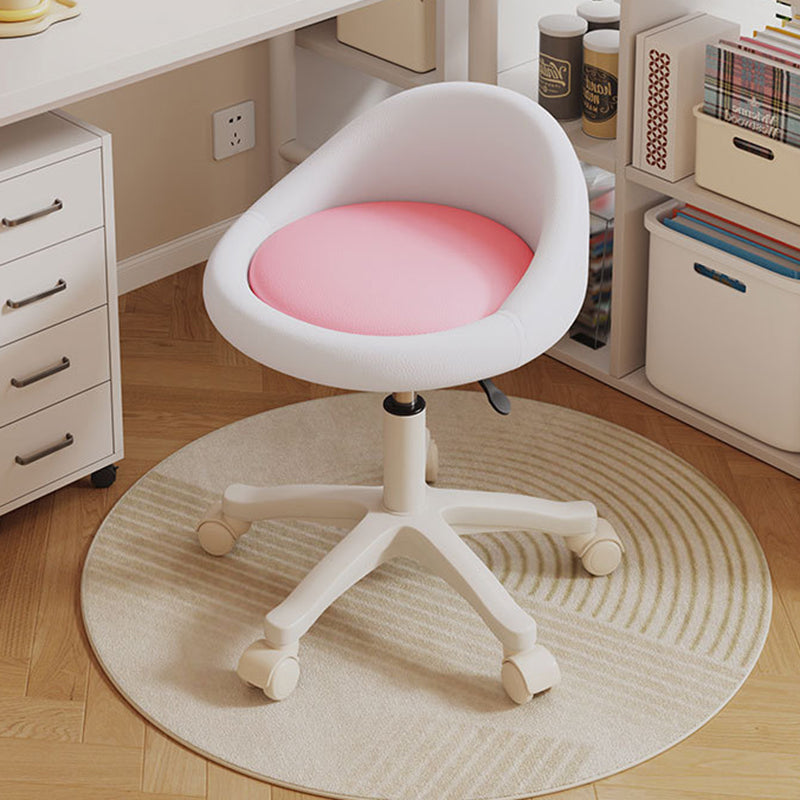 Contemporary Scandinavian Round Vanity Stool with Microfiber Leather Upholstery, Movable and Height-Adjustable, PP Base, Perfect for Bedroom