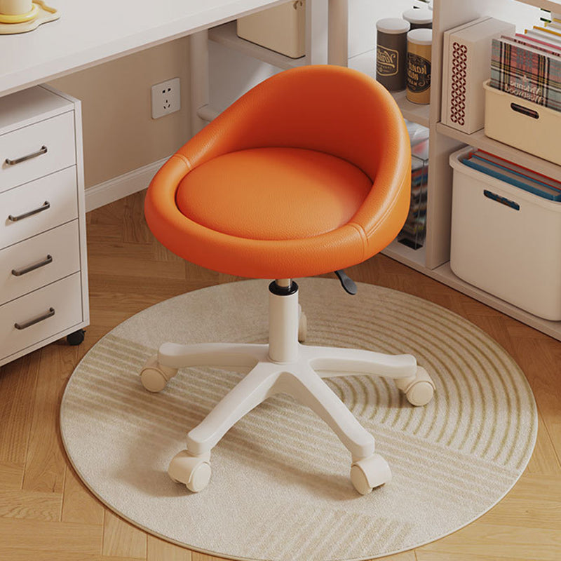 Contemporary Scandinavian Round Vanity Stool with Microfiber Leather Upholstery, Movable and Height-Adjustable, PP Base, Perfect for Bedroom