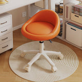 Contemporary Scandinavian Round Vanity Stool with Microfiber Leather Upholstery, Movable and Height-Adjustable, PP Base, Perfect for Bedroom
