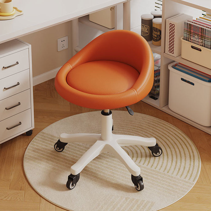 Contemporary Scandinavian Round Vanity Stool with Microfiber Leather Upholstery, Movable and Height-Adjustable, PP Base, Perfect for Bedroom