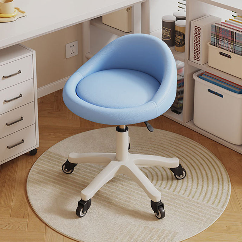 Contemporary Scandinavian Round Vanity Stool with Microfiber Leather Upholstery, Movable and Height-Adjustable, PP Base, Perfect for Bedroom