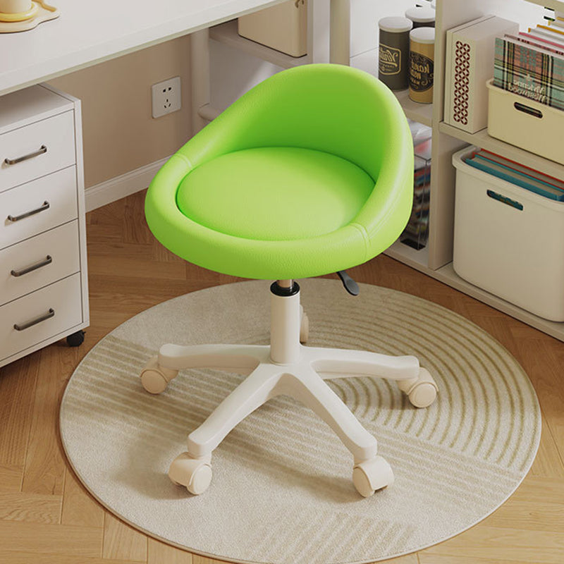 Contemporary Scandinavian Round Vanity Stool with Microfiber Leather Upholstery, Movable and Height-Adjustable, PP Base, Perfect for Bedroom