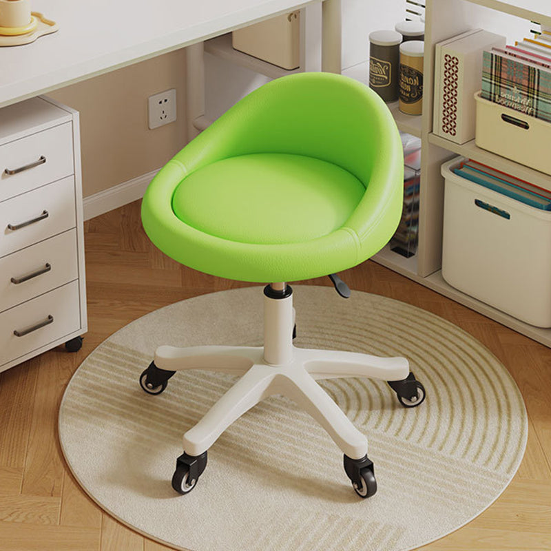 Contemporary Scandinavian Round Vanity Stool with Microfiber Leather Upholstery, Movable and Height-Adjustable, PP Base, Perfect for Bedroom