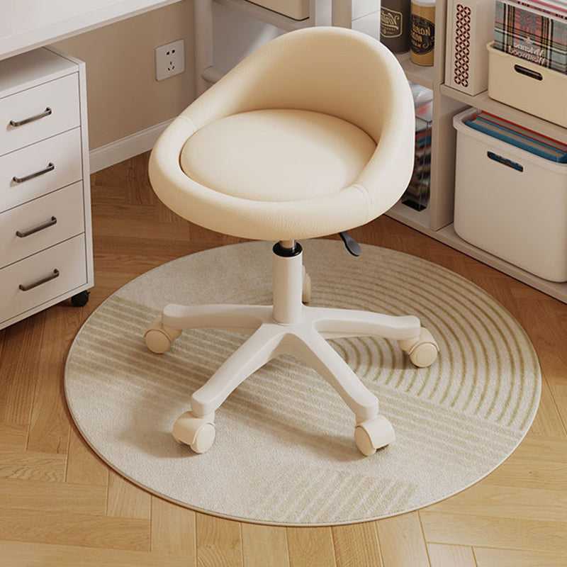 Contemporary Scandinavian Round Vanity Stool with Microfiber Leather Upholstery, Movable and Height-Adjustable, PP Base, Perfect for Bedroom