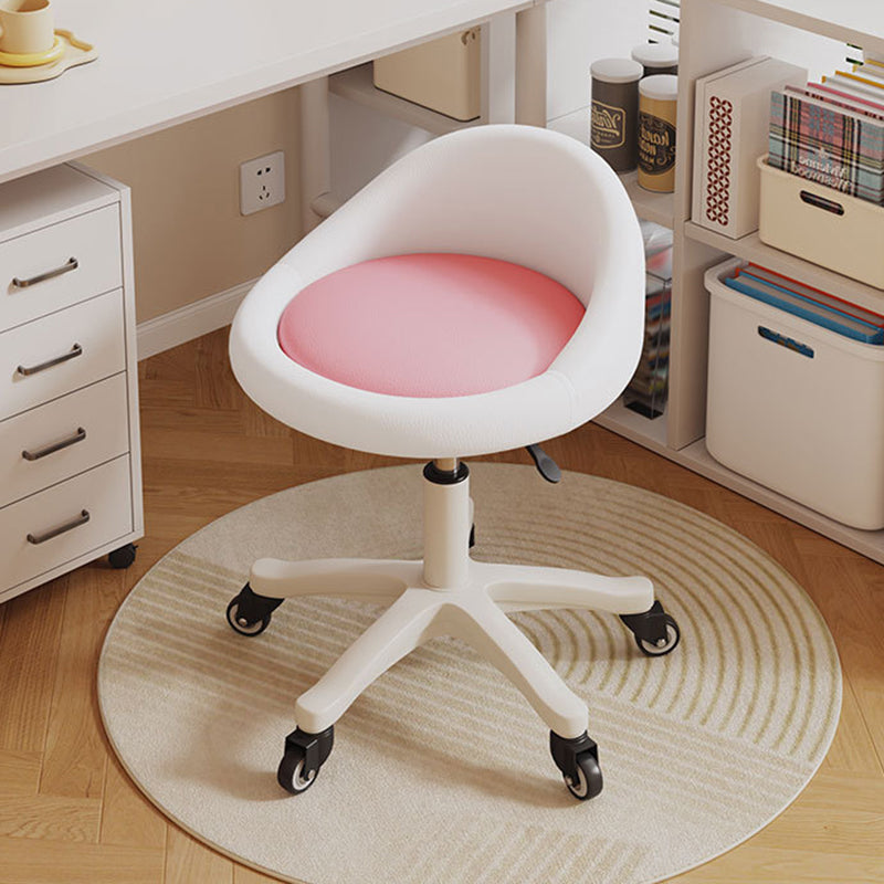 Contemporary Scandinavian Round Vanity Stool with Microfiber Leather Upholstery, Movable and Height-Adjustable, PP Base, Perfect for Bedroom