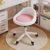Contemporary Scandinavian Round Vanity Stool with Microfiber Leather Upholstery, Movable and Height-Adjustable, PP Base, Perfect for Bedroom