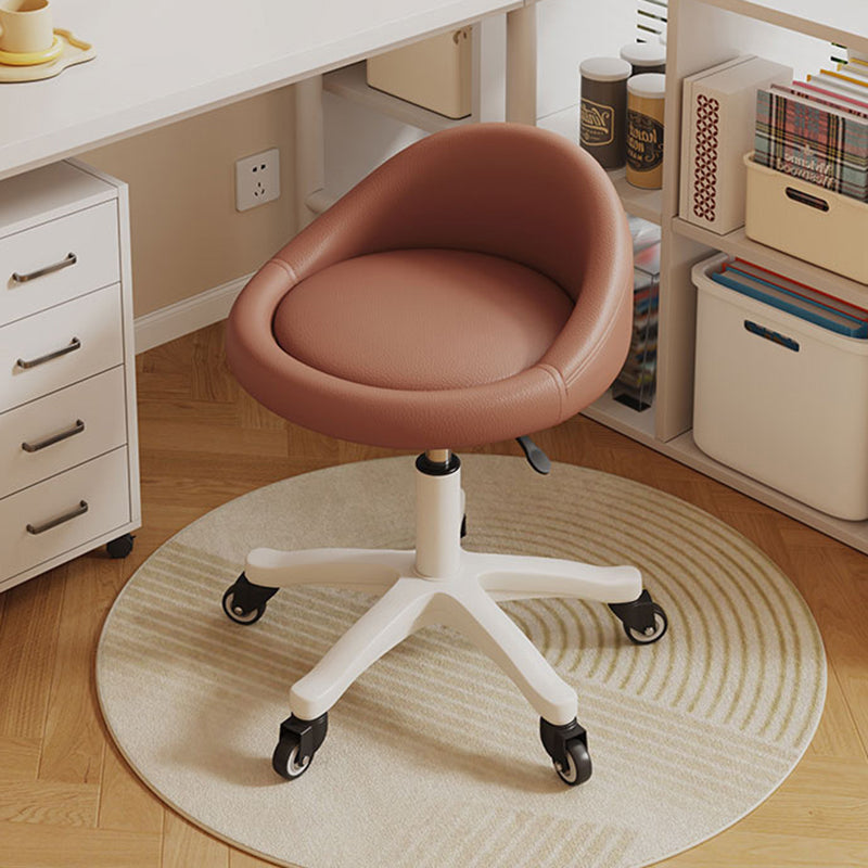 Contemporary Scandinavian Round Vanity Stool with Microfiber Leather Upholstery, Movable and Height-Adjustable, PP Base, Perfect for Bedroom