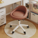 Contemporary Scandinavian Round Vanity Stool with Microfiber Leather Upholstery, Movable and Height-Adjustable, PP Base, Perfect for Bedroom