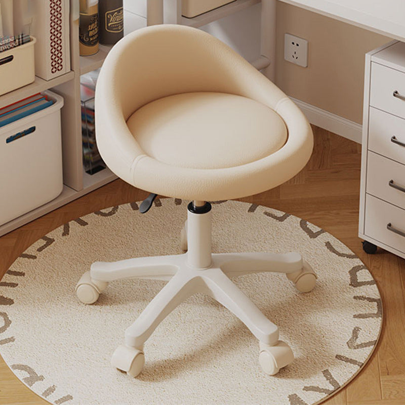 Contemporary Scandinavian Round Vanity Stool with Microfiber Leather Upholstery, Movable and Height-Adjustable, PP Base, Perfect for Bedroom