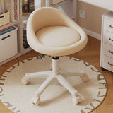 Contemporary Scandinavian Round Vanity Stool with Microfiber Leather Upholstery, Movable and Height-Adjustable, PP Base, Perfect for Bedroom
