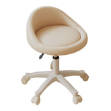 Contemporary Scandinavian Round Vanity Stool with Microfiber Leather Upholstery, Movable and Height-Adjustable, PP Base, Perfect for Bedroom