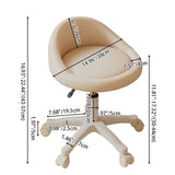 Contemporary Scandinavian Round Vanity Stool with Microfiber Leather Upholstery, Movable and Height-Adjustable, PP Base, Perfect for Bedroom