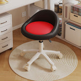 Contemporary Scandinavian Round Vanity Stool with Microfiber Leather Upholstery, Movable and Height-Adjustable, PP Base, Perfect for Bedroom