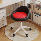 Contemporary Scandinavian Round Vanity Stool with Microfiber Leather Upholstery, Movable and Height-Adjustable, PP Base, Perfect for Bedroom