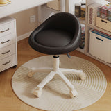 Contemporary Scandinavian Round Vanity Stool with Microfiber Leather Upholstery, Movable and Height-Adjustable, PP Base, Perfect for Bedroom