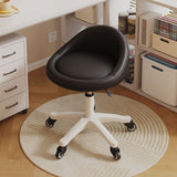 Contemporary Scandinavian Round Vanity Stool with Microfiber Leather Upholstery, Movable and Height-Adjustable, PP Base, Perfect for Bedroom