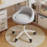 Contemporary Scandinavian Round Vanity Stool with Microfiber Leather Upholstery, Movable and Height-Adjustable, PP Base, Perfect for Bedroom