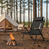 Contemporary Comfort: Double-Layer Oxford Fabric Foldable Camping Chair with Adjustable Backrest and Resin Armrest for Outdoor Patio