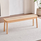 Modern Minimalist Rectangular Solid Wood Polyvinyl Chloride Rattan-Style Dining Chair For Dining Room