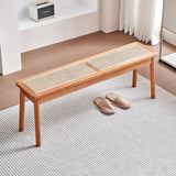 Modern Minimalist Rectangular Solid Wood Polyvinyl Chloride Rattan-Style Dining Chair For Dining Room