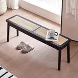 Modern Minimalist Rectangular Solid Wood Polyvinyl Chloride Rattan-Style Dining Chair For Dining Room