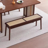 Modern Minimalist Rectangular Solid Wood Polyvinyl Chloride Rattan-Style Dining Chair For Dining Room