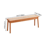 Modern Minimalist Rectangular Solid Wood Polyvinyl Chloride Rattan-Style Dining Chair For Dining Room