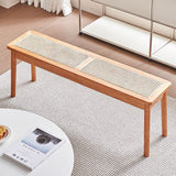 Modern Minimalist Rectangular Solid Wood Polyvinyl Chloride Rattan-Style Dining Chair For Dining Room