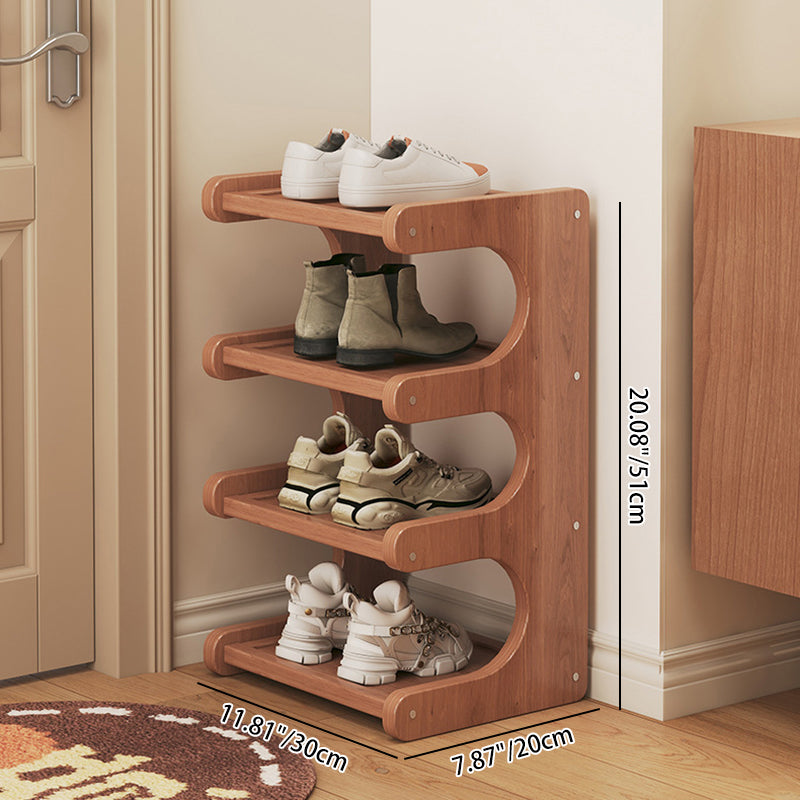 Modern Minimalist Rectangular Bamboo MDF Shoe Storage Rack - 2/3/4/5-Tier Organizer for Living Room