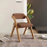Modern Minimalist Solid Wood Dining Chair with a Square Foam-Padded Fabric Seat, Foldable Backrest and Armrests for Dining Room