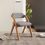 Modern Minimalist Solid Wood Dining Chair with a Square Foam-Padded Fabric Seat, Foldable Backrest and Armrests for Dining Room