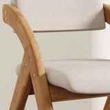 Modern Minimalist Solid Wood Dining Chair with a Square Foam-Padded Fabric Seat, Foldable Backrest and Armrests for Dining Room