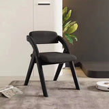 Modern Minimalist Solid Wood Dining Chair with a Square Foam-Padded Fabric Seat, Foldable Backrest and Armrests for Dining Room