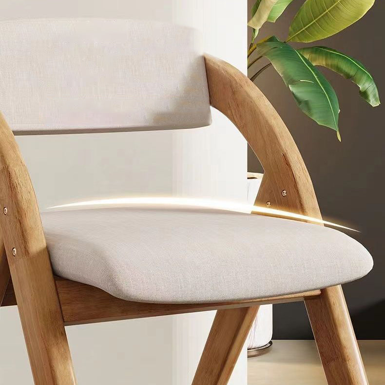 Modern Minimalist Solid Wood Dining Chair with a Square Foam-Padded Fabric Seat, Foldable Backrest and Armrests for Dining Room