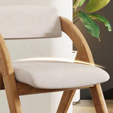 Modern Minimalist Solid Wood Dining Chair with a Square Foam-Padded Fabric Seat, Foldable Backrest and Armrests for Dining Room