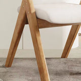 Modern Minimalist Solid Wood Dining Chair with a Square Foam-Padded Fabric Seat, Foldable Backrest and Armrests for Dining Room