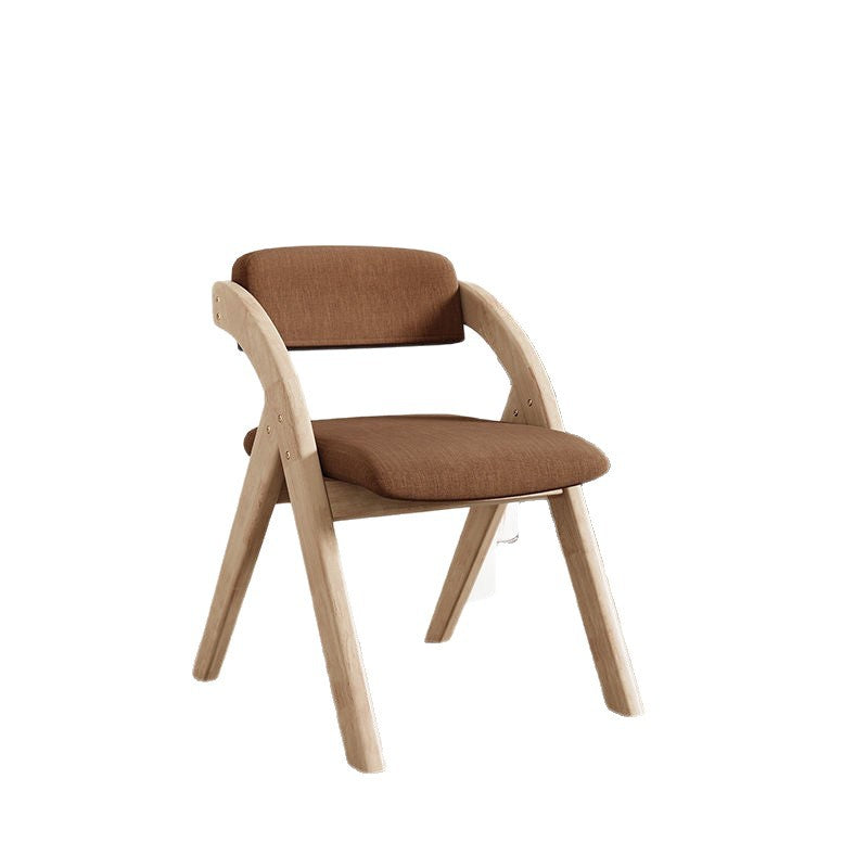 Modern Minimalist Solid Wood Dining Chair with a Square Foam-Padded Fabric Seat, Foldable Backrest and Armrests for Dining Room