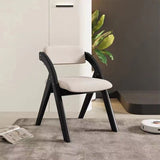 Modern Minimalist Solid Wood Dining Chair with a Square Foam-Padded Fabric Seat, Foldable Backrest and Armrests for Dining Room