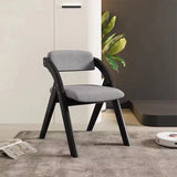 Modern Minimalist Solid Wood Dining Chair with a Square Foam-Padded Fabric Seat, Foldable Backrest and Armrests for Dining Room