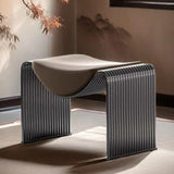 Modern Minimalist Microfiber Leather Low-Profile Rectangular Stool with Metal Frame – Backless & Armless for Living Room