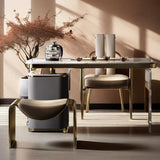 Modern Minimalist Microfiber Leather Low-Profile Rectangular Stool with Metal Frame – Backless & Armless for Living Room