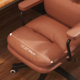 Modern Minimalist PU Leather Nylon Mid-Back Desk Chair with Height-Adjustable Seat, Backrest and Armrests for Home Office