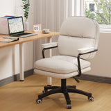 Modern Minimalist PU Leather Nylon Mid-Back Desk Chair with Height-Adjustable Seat, Backrest and Armrests for Home Office