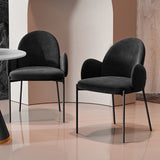 Modern Luxury Frosted Velvet Dining Set with Curved Round Sintered Stone Table & Carbon Steel Frame — 4-Seater