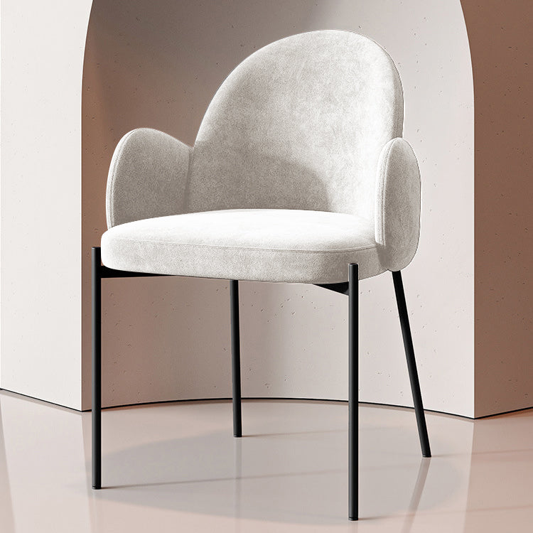 Modern Luxury Frosted Velvet Dining Set with Curved Round Sintered Stone Table & Carbon Steel Frame — 4-Seater