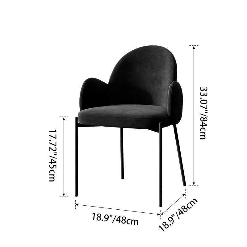 Modern Luxury Frosted Velvet Dining Set with Curved Round Sintered Stone Table & Carbon Steel Frame — 4-Seater