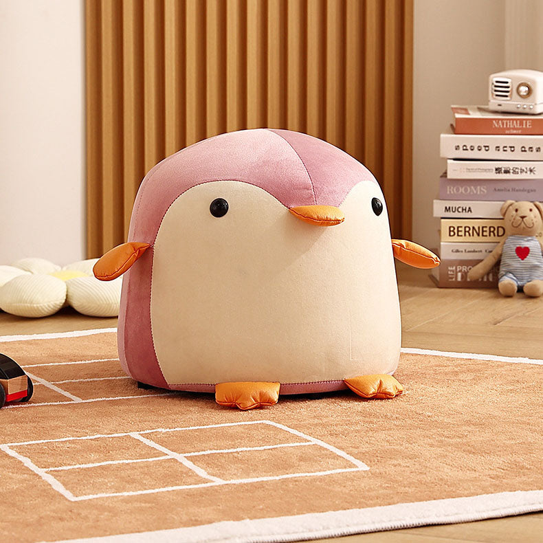 Penguin-Shaped Velvet Sponge Fireproof Board – Contemporary Kids’ Low Stool, Armless for Living Room